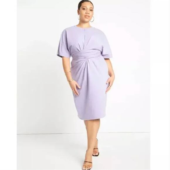 New! ELOQUII Women's Plus Size Cross Front Flutter Sleeve Dress purple, 16‎ - Picture 1 of 12